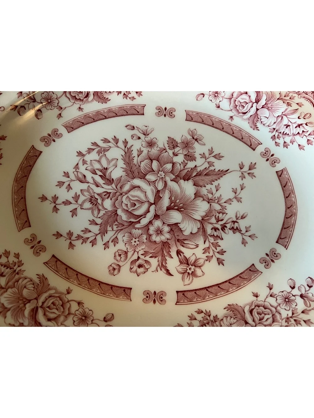Vintage Wood & Sons English Pink and ivory platter 9x12